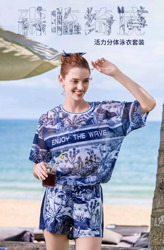 đồ bơi nữ Đồ bơi Chauke ba mảnh nữ xẻ bụng che bụng suối nước nóng thu đông bảo thủ chống nắng 2024 phong cách mới đồ bơi của nữ các kiểu đồ bơi nữ kín đáo