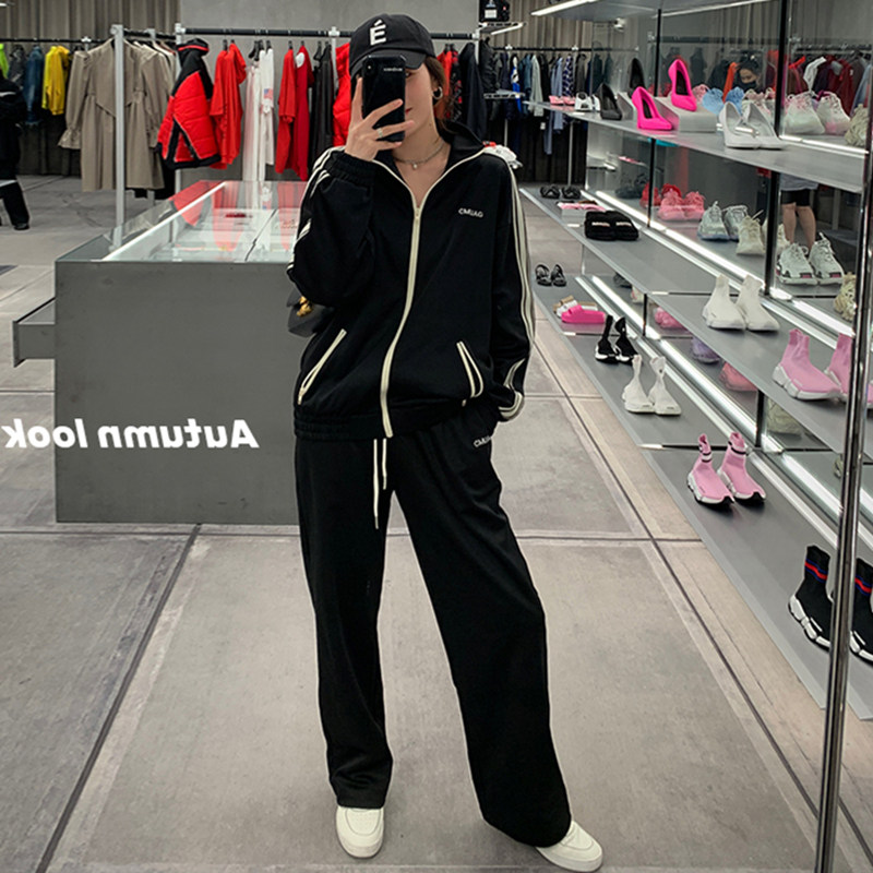 Slender Korean version of casual sports suit female spring and autumn fashion loose student sweater running suit two-piece net red trend