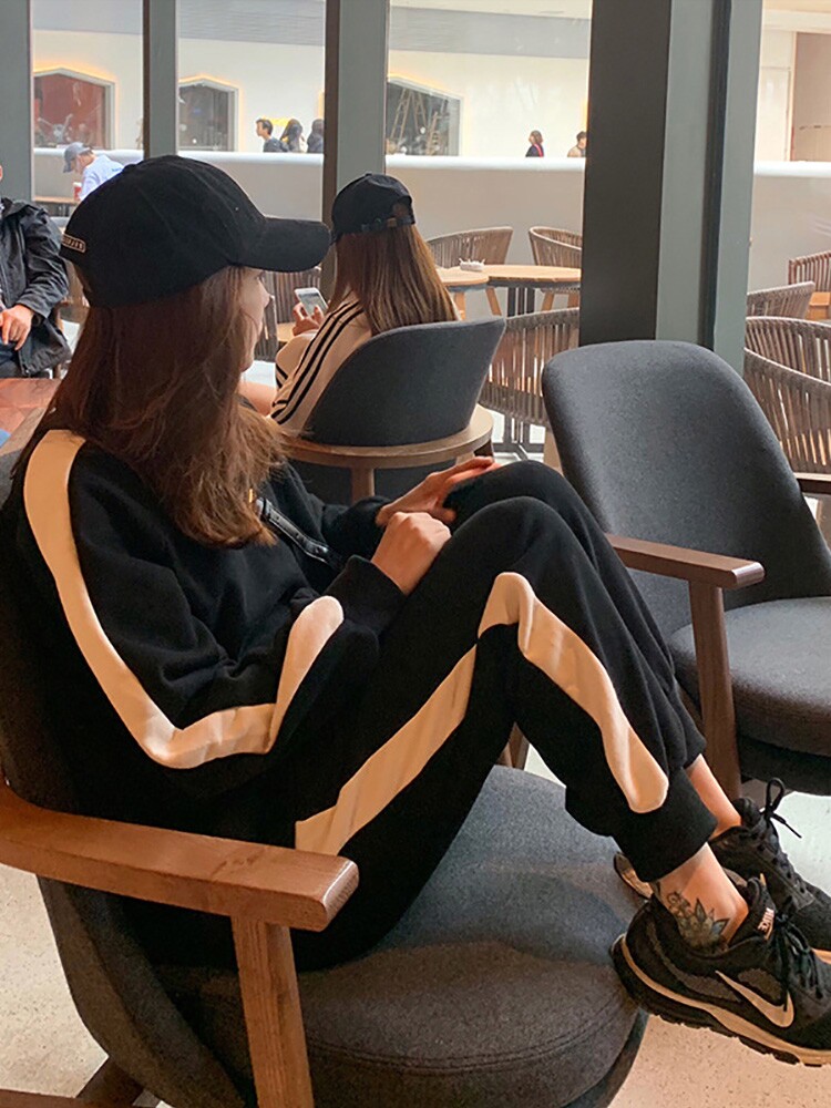 (Clearance Special) Leisure Sports Suit Women's Spring and Autumn Loose and Slim Student Korean Fashion Running Two-piece Set