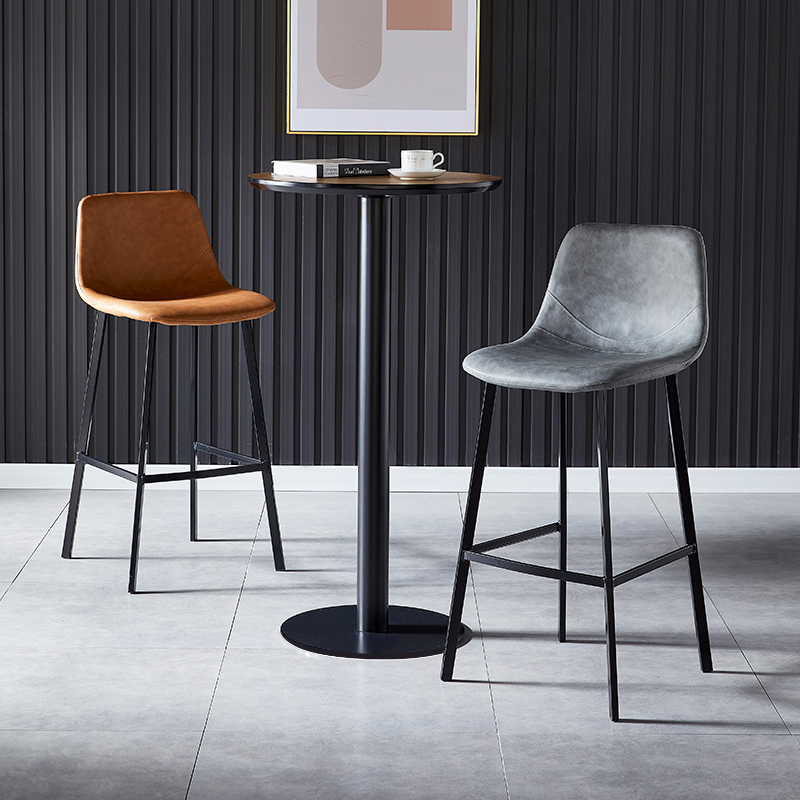 Nordic Light Lavish Bench Chair Home High Footstool Backrest Bar Stool Modern Minimalist Bar Front Desk High Chair Sub Iron Art-Taobao