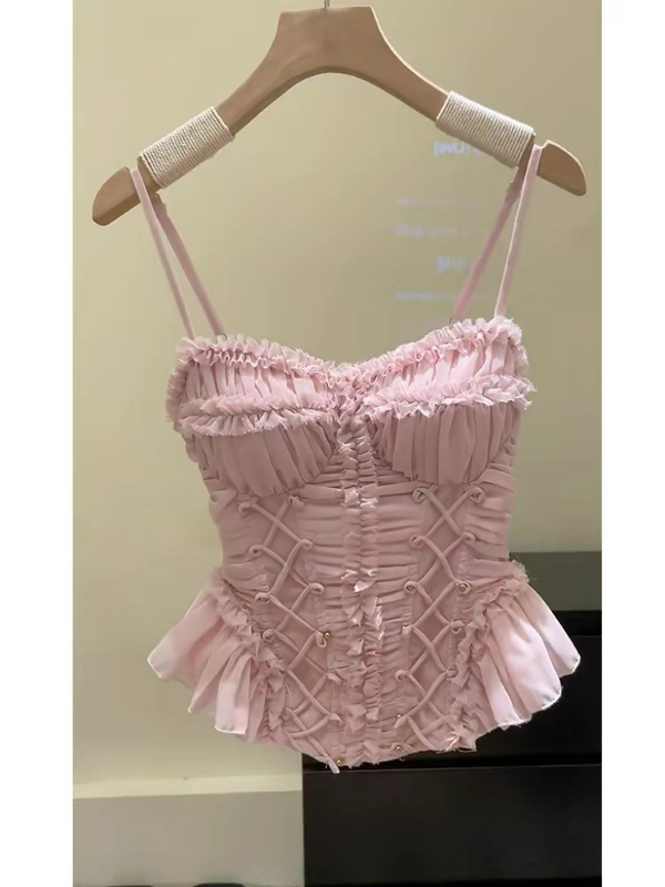 2026 Summer New Women's Pink Lace Camisole Slim Fit Inner Layering Top 2026 Summer New Women's Pink Lace Camisole Slim Fit Inner Layering Top