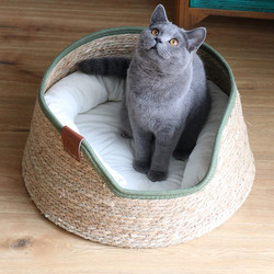 ຮັງແມວໃຫມ່ຫວາຍ, ຮັງສັດລ້ຽງທົ່ວໄປສໍາລັບທຸກລະດູການ, ຮັງການຜະລິດ, cattail woven cat scratching board, warm nest cat supply