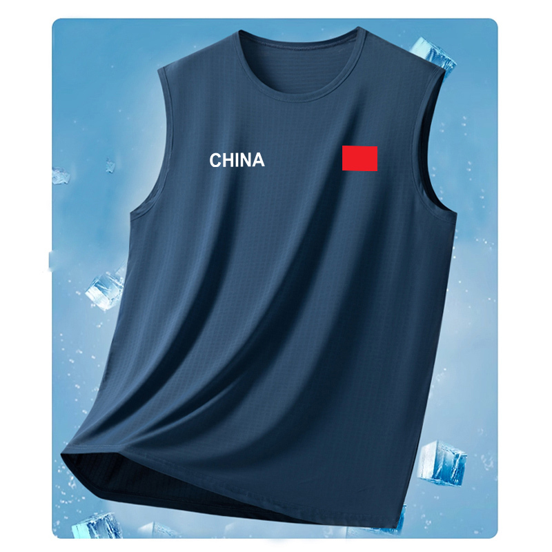National Team Young and Middle-Aged Men's Running Sleeveless Ice Silk Vest Summer Quick-Drying Breathable Track and Field Fitness Training Vest National Team Young and Middle-Aged Men's Running Sleeveless Ice Silk Vest Summer Quick-Drying Breathable Track and Field Fitness Training Vest