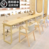 Xinjiang log color manicure table and chair set special price economical Japanese simple single and double Internet celebrity ins light