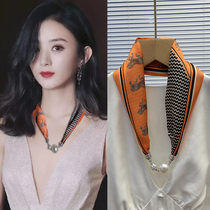 Magnetic buckle towel autumn necklazy necklace slim scarf around neck neck with neck-guarded knob