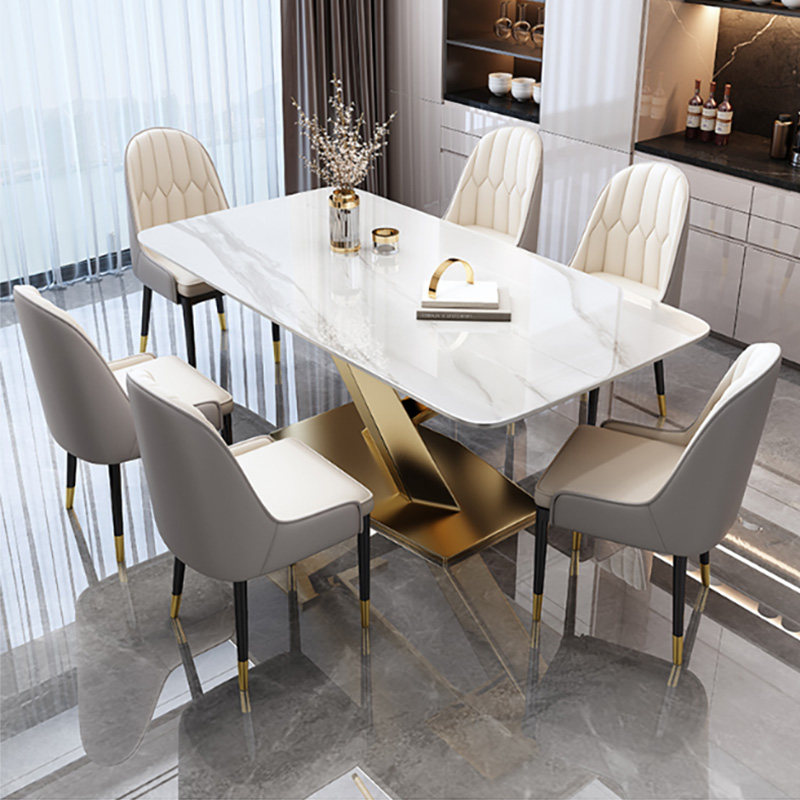 Delifeng rock plate dining table and chair combination light luxury modern home high-end net red can be customized rectangular dining table