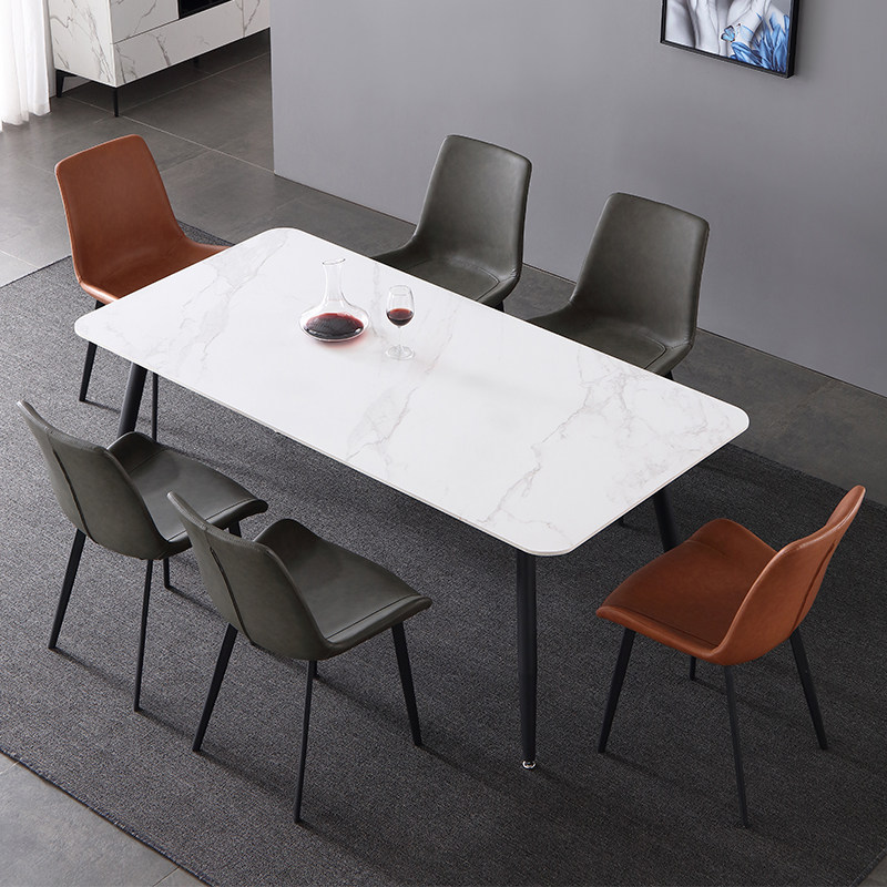 Rock slab dining table and chair combination light luxury modern minimalist household small apartment simple net red rectangular dining table