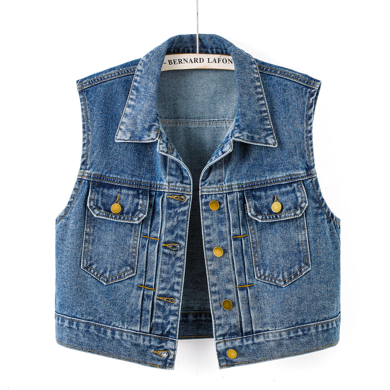 2025 Autumn New Versatile Sleeveless Denim Vest Women's Short Outerwear Tank Top Jacket