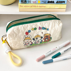 Milk Hoh Puppy Printed Pen Bag New Student Large -capacity Portable Pencil Box Cartoon Stationery Storage Pack