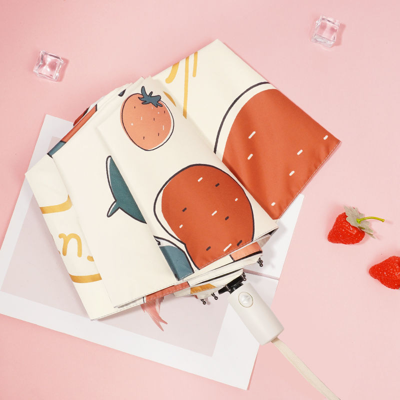 Beach umbrella sunscreen anti-UV sunny and rainy sun umbrella automatic umbrella female small fresh folding and folding umbrella cute