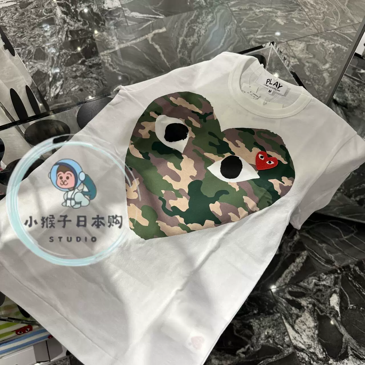 Покупка Little Monkey Japan японская покупка CDG Kawako Pauling Play Blue Полимейл маленький маленький очищающий футболка с коротким рукавом