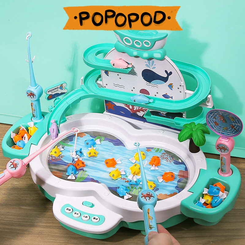 Children's multi-function desktop electric magnetic suspension track Diaoyutai toy educational early education parent-child interactive game