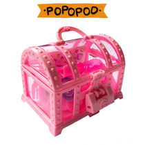 Childrens hair accessories Treasure box toy girl jewelry box with lock headdress hair ring gem princess necklace six one day