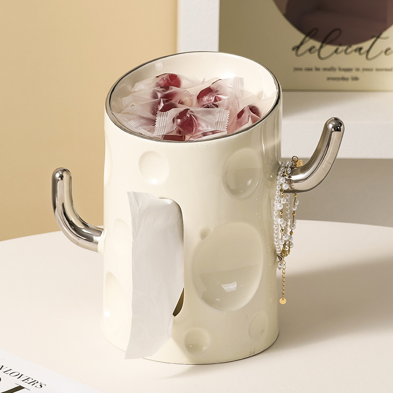 Creative cacti ceramic paper towels box Living room Tea Table Light Extravagant and versatile Versatile Pumping Box Design Feel Paper Crate-Taobao