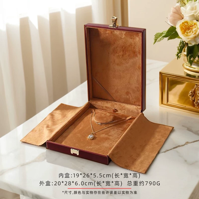 米喀 Jewelry, high-end storage box, rectangular set pearl, storage system, light luxury style, with gem, 3 piece set