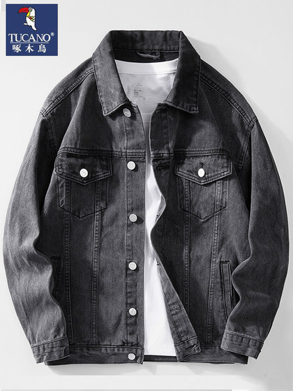 啄木鸟初秋休闲帅气2024新款牛仔外套男春秋韩版牛仔衣工装夹克男