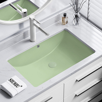 Fresh fruit green rectangular ceramic wash basin marble embedded undercounter basin large and small wash basin
