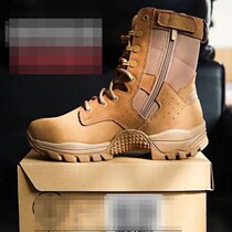 New genuine official brown combat mens training boots wear-resistant side zipper training outdoor hiking shoes security desert boots