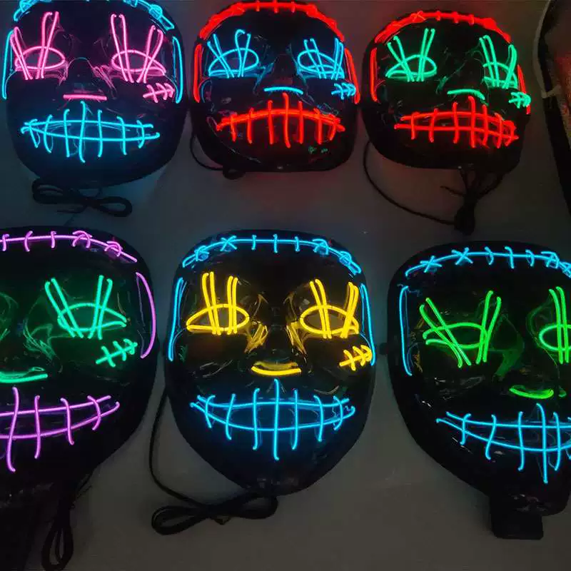 [New luminous mask LED mask cold light Halloween props horror]