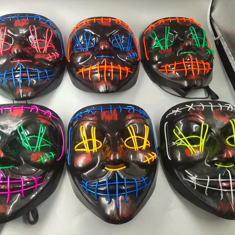 [New luminous mask LED mask cold light Halloween props horror]
