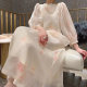 French elegant temperament beaded puff sleeve dress women's summer new design high-end fashion temperament long skirt