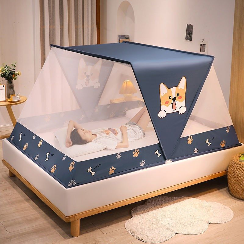 Foldable lazy mosquito net 2022 new free installation home bedroom dormitory thickened encryption dust-proof top cloth portable