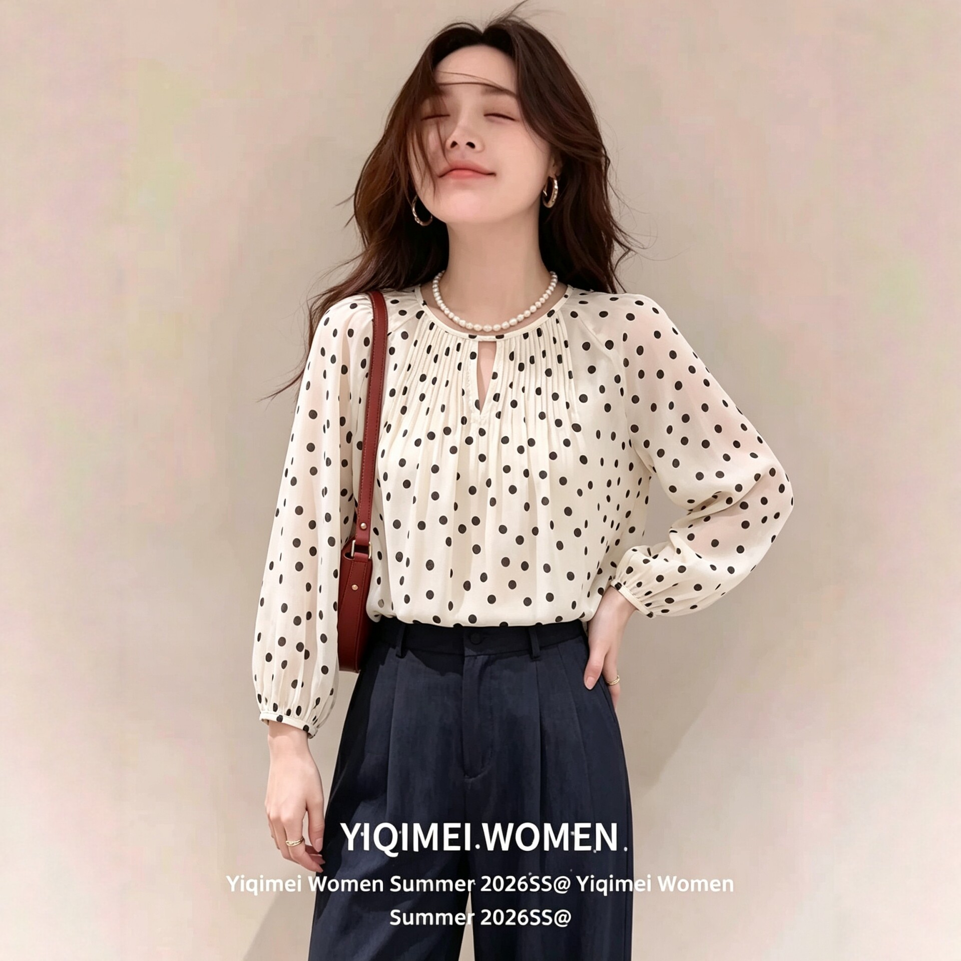 Polka dot long-sleeved shirt for women, early autumn style, French chic, light luxury, youthful and stylish women's top, blouse