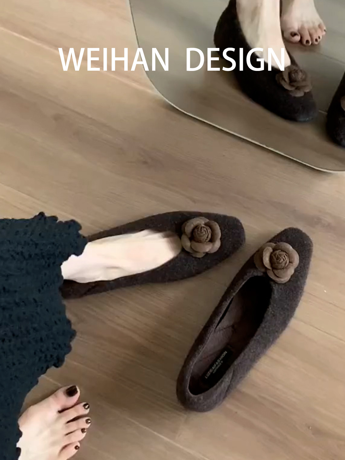 Sheepskin Version! French Fairy-Style Woolen Shoes for Women, Square-Toe Retro Floral Mary Jane Shoes, Gentle and Matching with Skirts