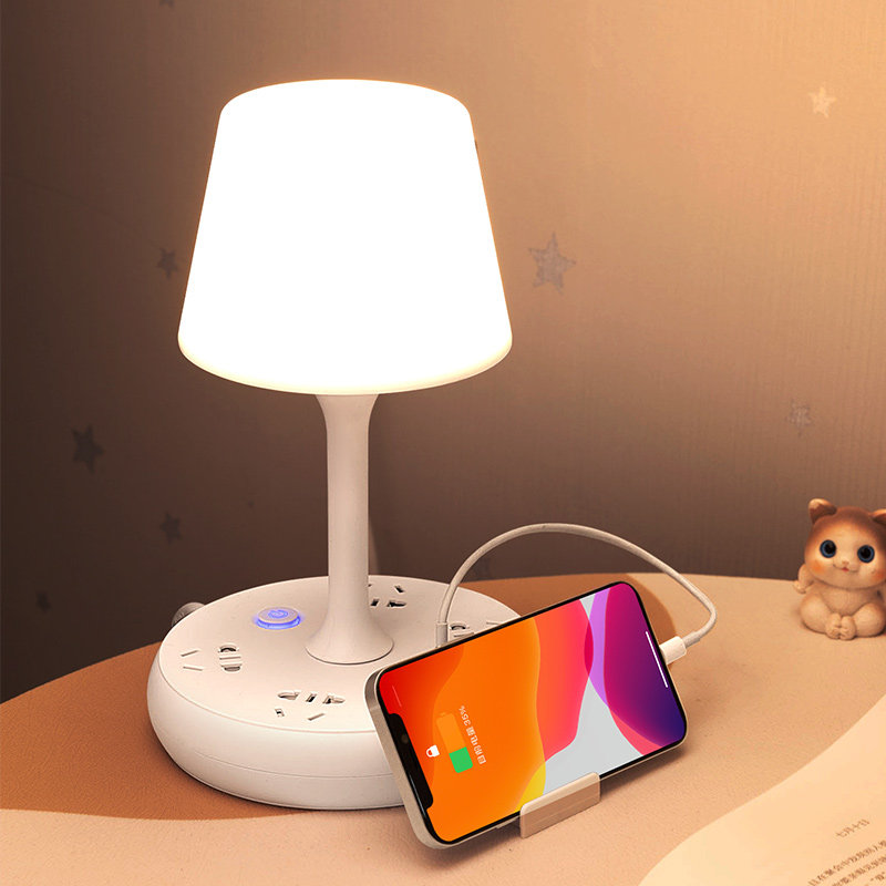 Remote control table lamp bedroom bedside baby breastfeeding with socket all-in-one multi-functional night light learning special eye protection lamp