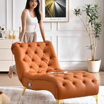 2024 new multifunctional chaise longue sofa single chaise lounge lazy sofa leisure chair high-end first layer cowhide