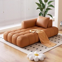 Nordic wear-resistant cat claw leather cream style chaise lounge living room toffee chair bedroom beauty couch lazy sofa