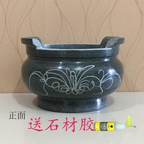 Grave front incense stove stone graveyard sacrificial ancestor worship deities green stone head stone incense stove home burning incense round with ear
