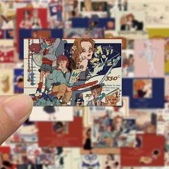 128 pieces of american magazine retro stickers, niche laptop decoration, mobile phone account materials, waterproof stickers
