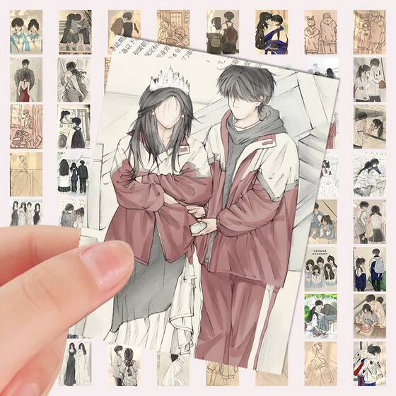 128张青春氛围感绘画贴纸二次元手绘校园diy笔记本装饰防水贴画