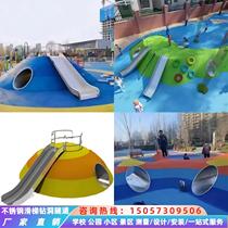 Outdoor stainless steel drill slide childrens climbing tunnel community kindergarten drill climbing barrel unpowered amusement equipment