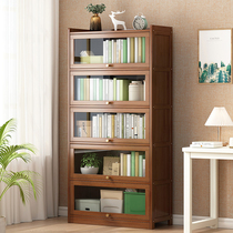 Bookshelf rack floor-standing bookcase household simple desktop multi-layer storage cabinet with door dust-proof wall display cabinet
