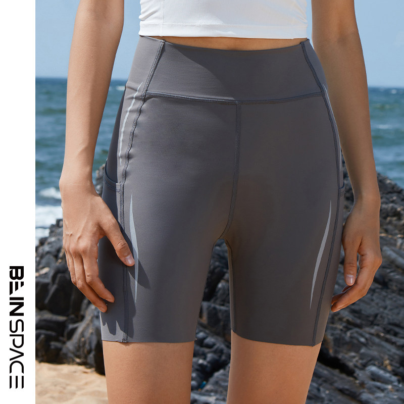 BEIN SPACE New In Motion Reflective 40% Riding Shorts High Waist Sports Shorts Women A033-Taobao
