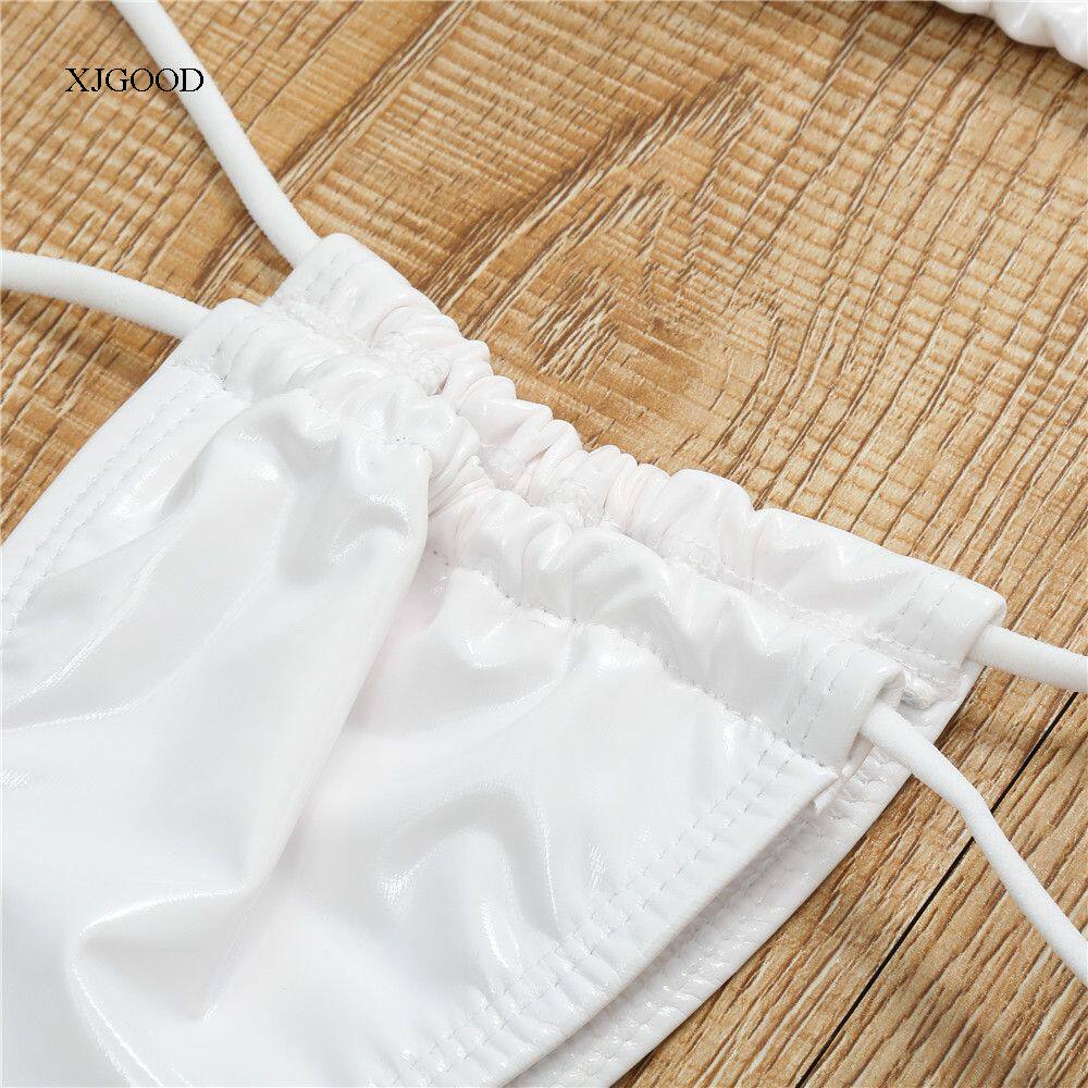 Кожзаменитель сексуальный бандаж стринги бикини Shiny Leather Split Sexy Sling Bikini для девушки 