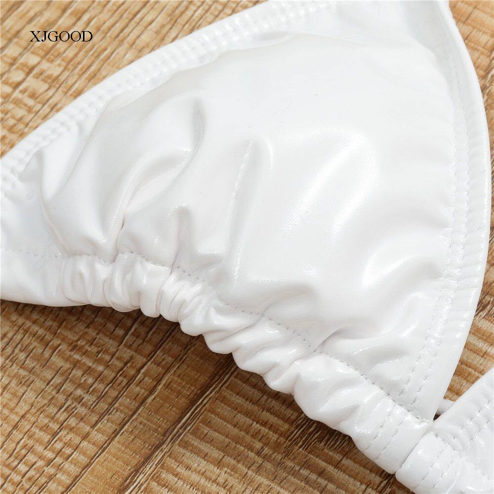 Кожзаменитель сексуальный бандаж стринги бикини Shiny Leather Split Sexy Sling Bikini для девушки 