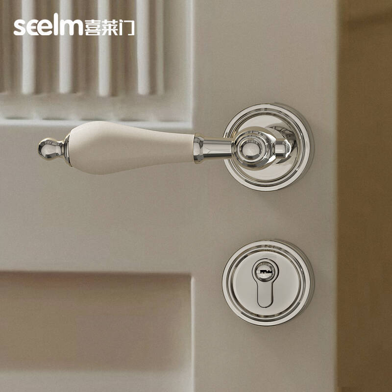 Xilai Men Bright Chrome Silver Ceramic Door Lock French-Style Bedroom Door Lock American-Style Silent Magnetic Lock Vintage Door Handle Xilai Men Bright Chrome Silver Ceramic Door Lock French-Style Bedroom Door Lock American-Style Silent Magnetic Lock Vintage Door Handle