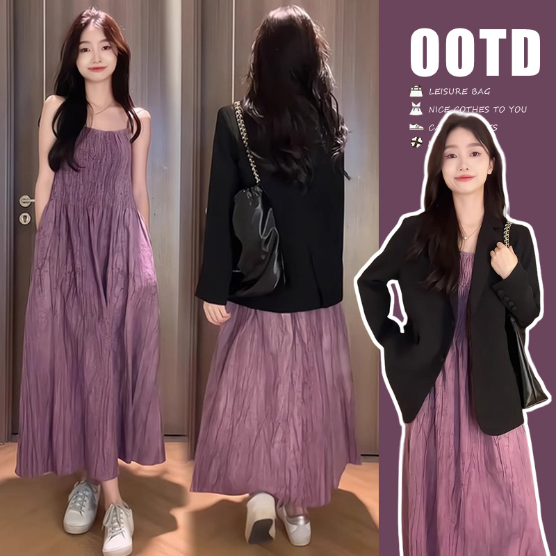 Yin October Maternity Wear Autumn Maternity Suspender Dress Suit Jacket Casual Two-Piece Set Spring and Autumn Maternity Outfit Yin October Maternity Wear Autumn Maternity Suspender Dress Suit Jacket Casual Two-Piece Set Spring and Autumn Maternity Outfit