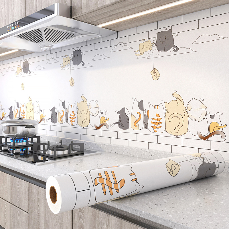 Kitchen oil-proof sticker waterproof, moisture-proof, anti-fouling, high-temperature resistant cabinet stove with wallpaper thickened decorative self-adhesive wallpaper