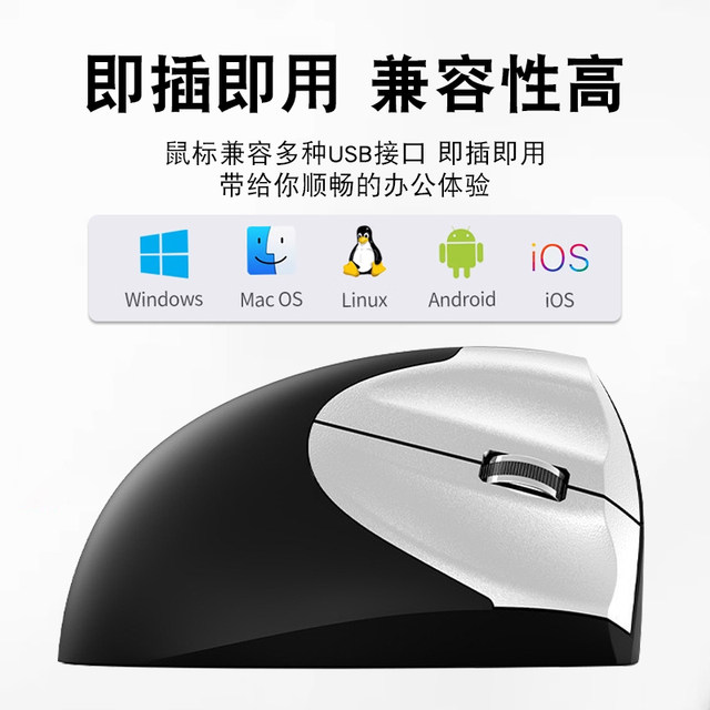 Vertical USB Wireless Mouse Ergonomic Vertical Wired Mouse Computer Home Laptop Side-Grip Mouse Desktop