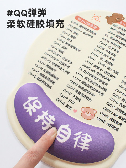 Cartoon Shortcut Key Mouse Pad Wrist Rest Pad to Protect Wrist Office Wrist Support Hand Rest Pad Mouse Hand Anti-Slip Pad