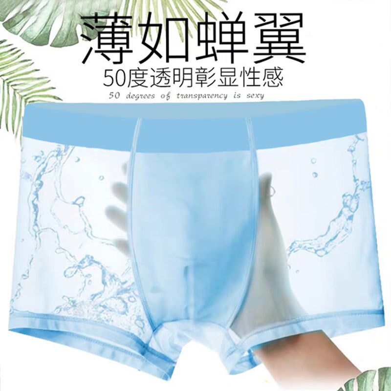 2-pack of ice silk underwear men's ultra-thin boxer shorts sexy breathable summer seamless youth student mid-waist four-corner - Taobao