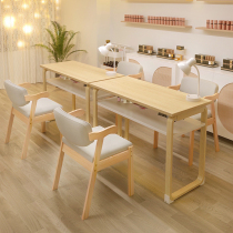 Xinjiang log color manicure table and chair set special price economical Japanese simple single and double Internet celebrity ins light