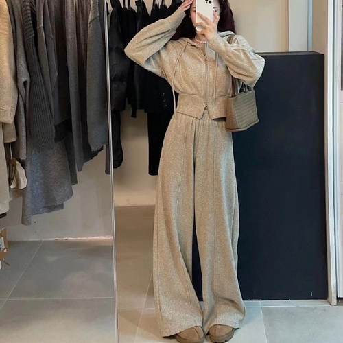 Кашемировый комплект для отдыха, толстовка с капюшоном, в корейском стиле, изысканный стиль