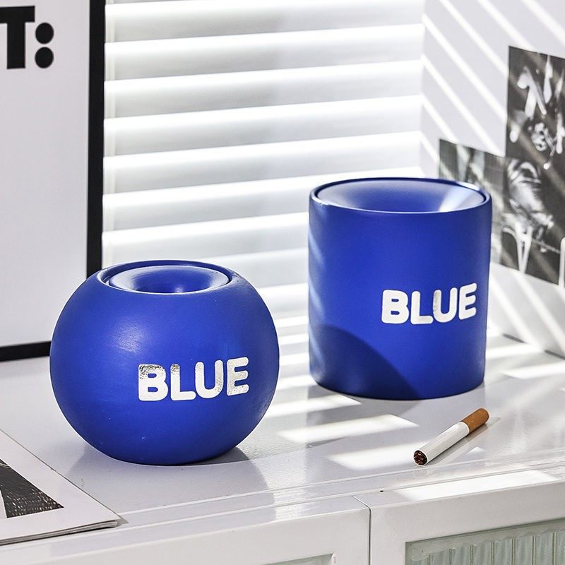 Klein Blue Tobacco Ashtray Minimalist Ceramic Office Modern Tissue Box Creative Personality Decorative smoke cylinder windproof pendulum