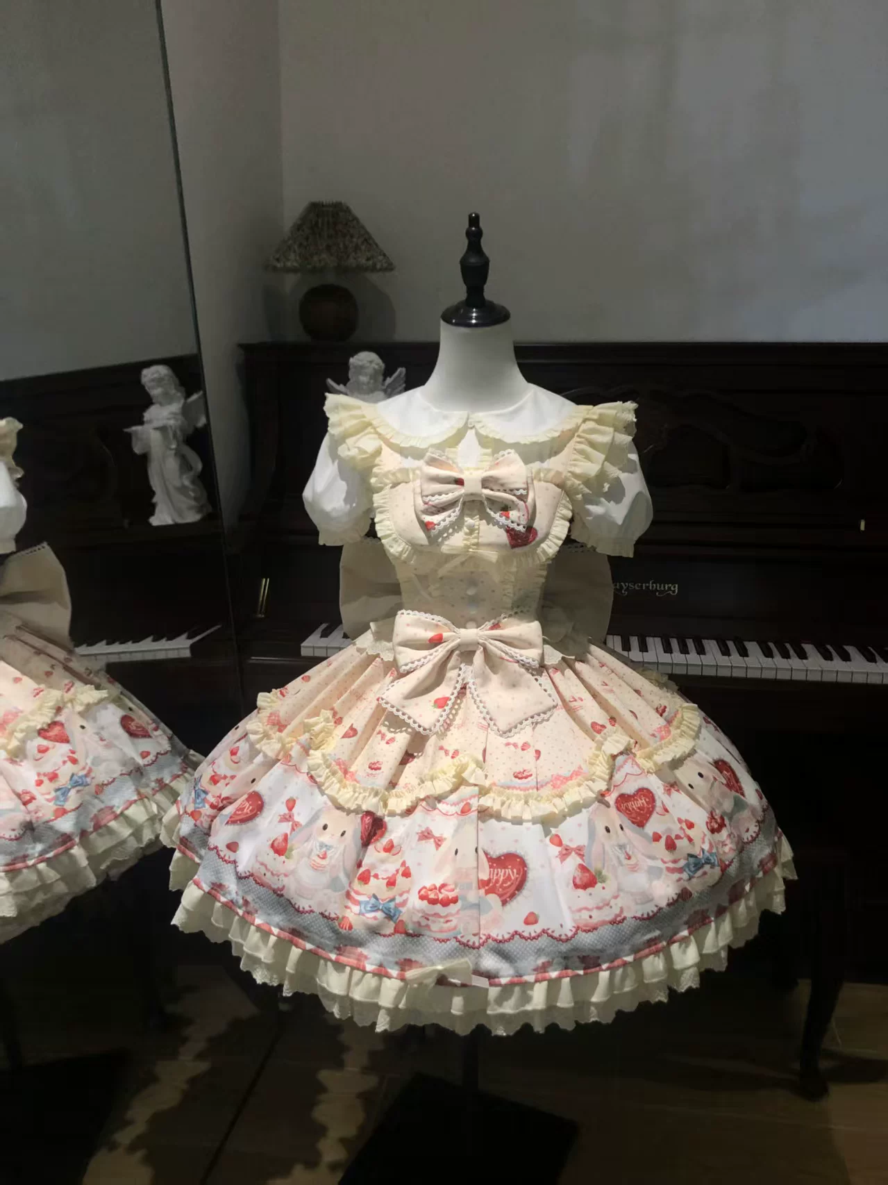 Платье lolita для женщин с милым принтом кролика, размеры S–2XL и one‑size наборы, пастельные розовый/голубой/жёлтый