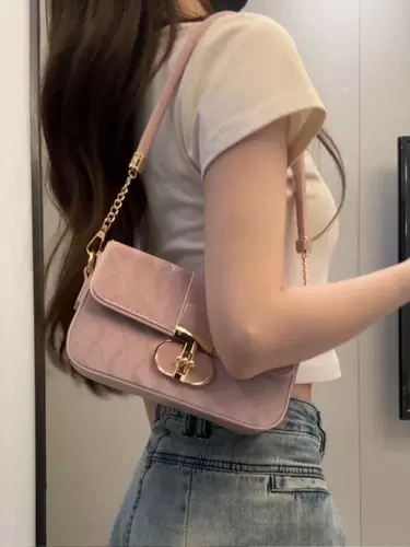 Розовая цепь, сумка через плечо, небольшая дизайнерская сумка на одно плечо, на цепочке
